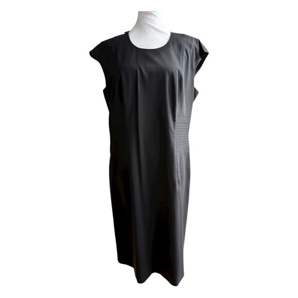 Boss Hugo Boss Womens Cap Sleeve Side Panel Sheath Dress Black Size 12 Office - Picture 2 of 16